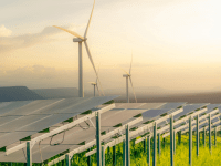 Solar panels and wind turbines