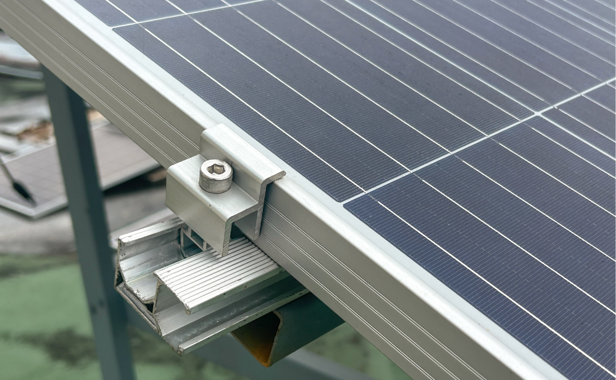 Part of a solar panel mounting bracket